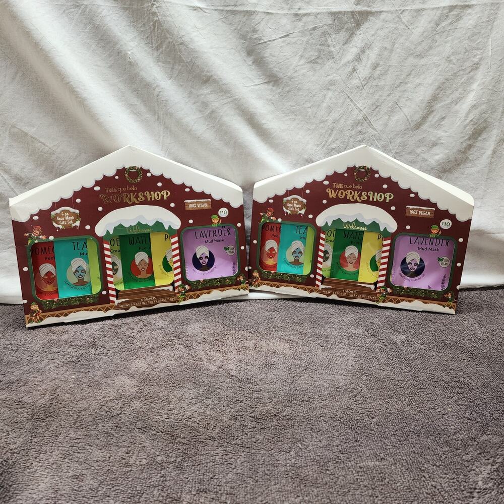 Set of 2 boxes Que Bella Workshop face masks each box has a style of 5 masks X